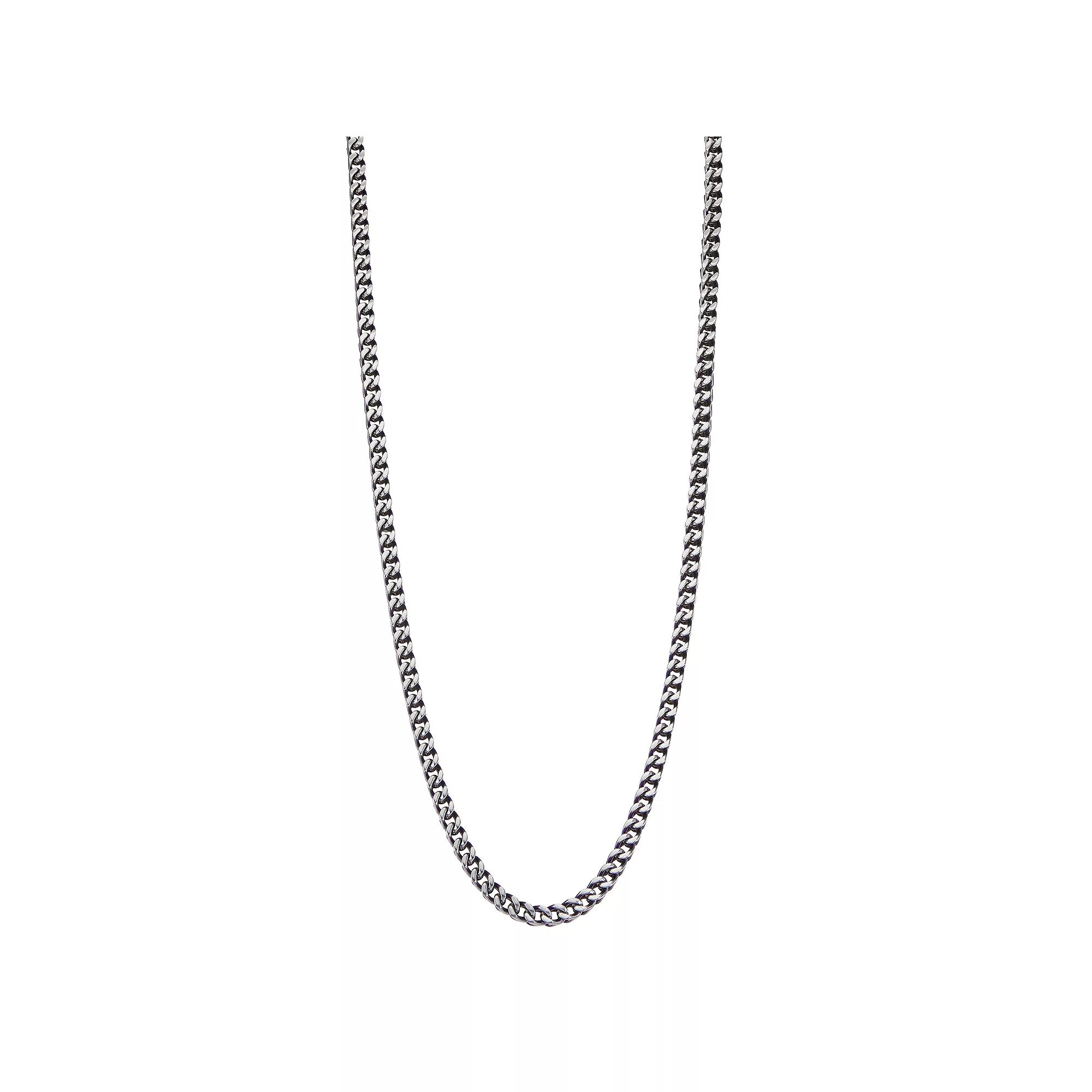 Two Tone Stainless Steel Franco Chain Necklace, Men's, Size: 20", Blue Product Image