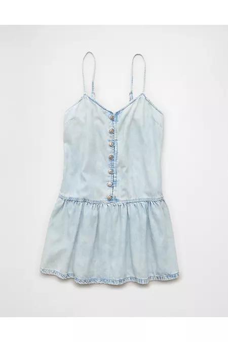AE V-Neck Button-Up Denim Mini Dress Women's Product Image
