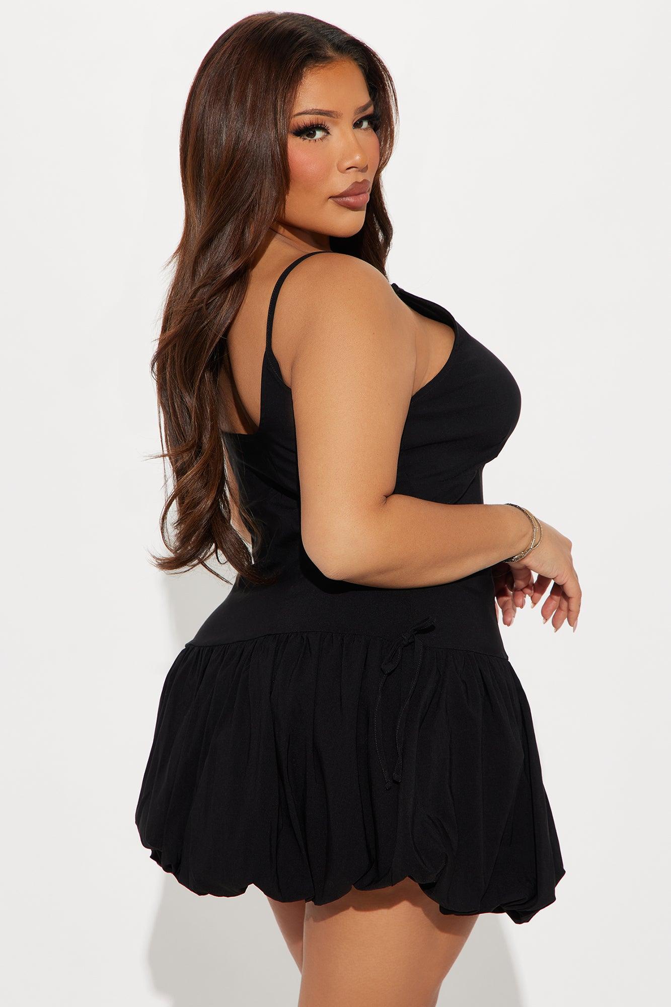 Coquette Cove Bubble Mini Dress - Black Product Image