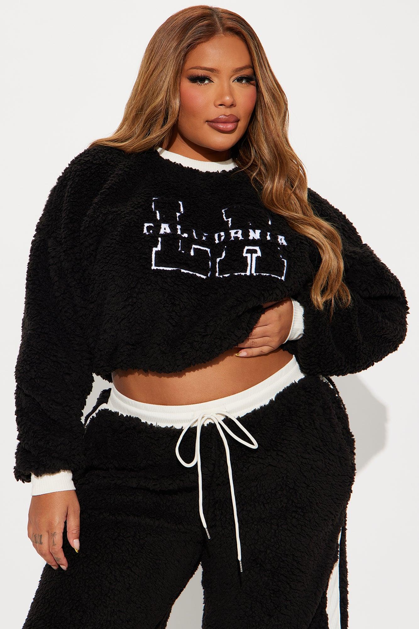 Casual Sunday Sherpa Pant Set - Black/combo Product Image