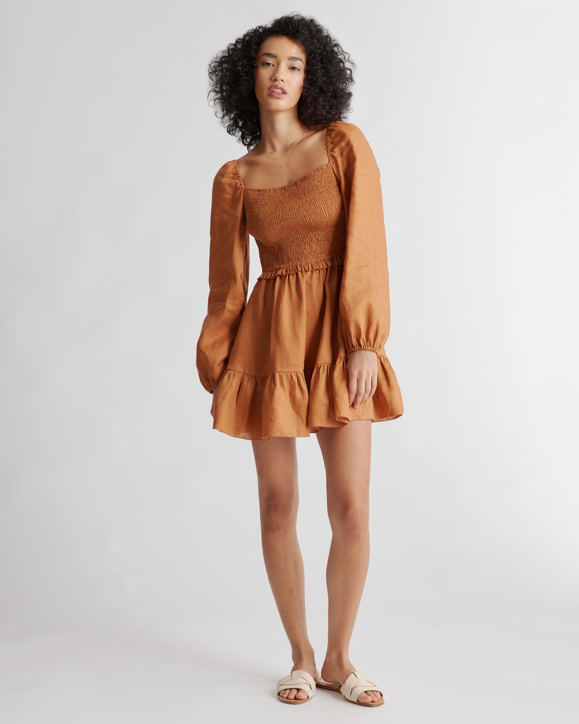 Quince | Women's 100% European Linen Smocked Mini Dress Product Image