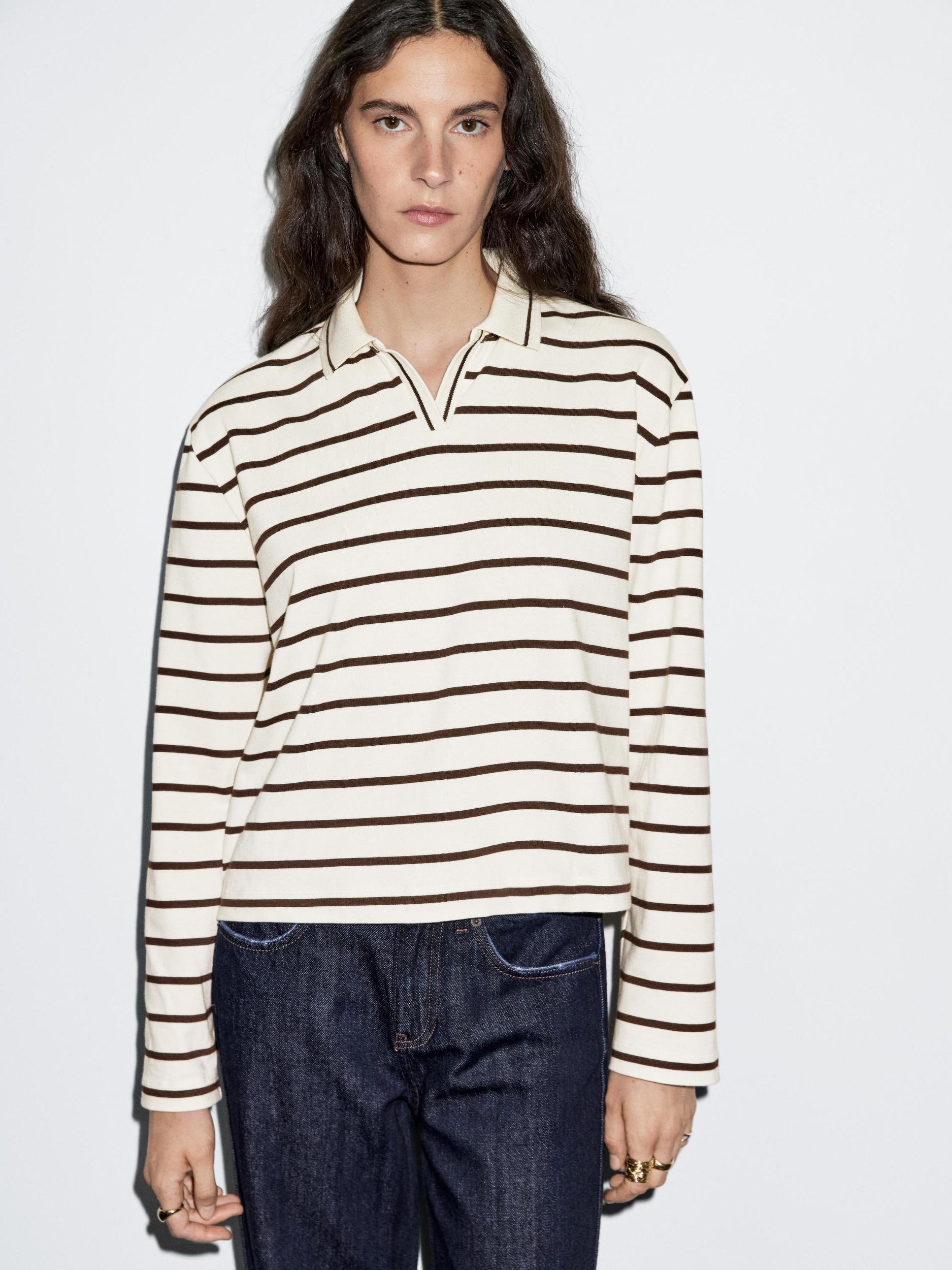 100% cotton striped polo shirt Product Image