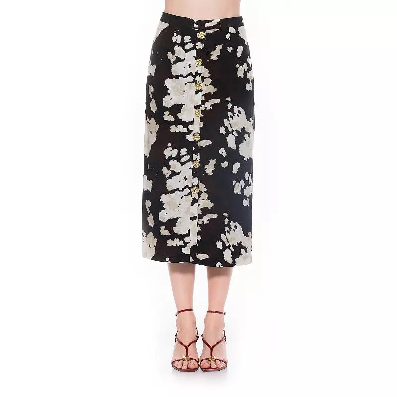 Women's ALEXIA ADMOR Front Button Down Midi Linen Skirt,  Product Image
