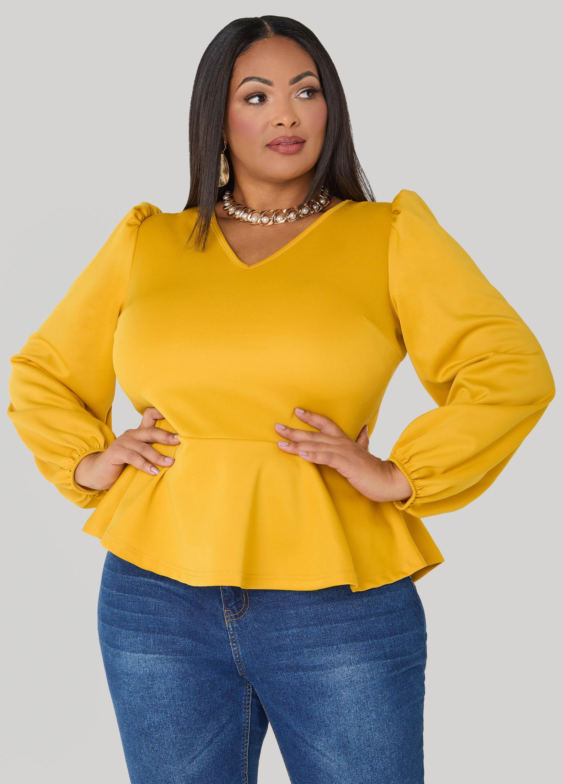 Puff Sleeved Peplum Top Product Image