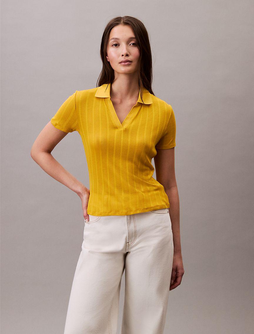Pointelle Slim Polo Shirt  Product Image