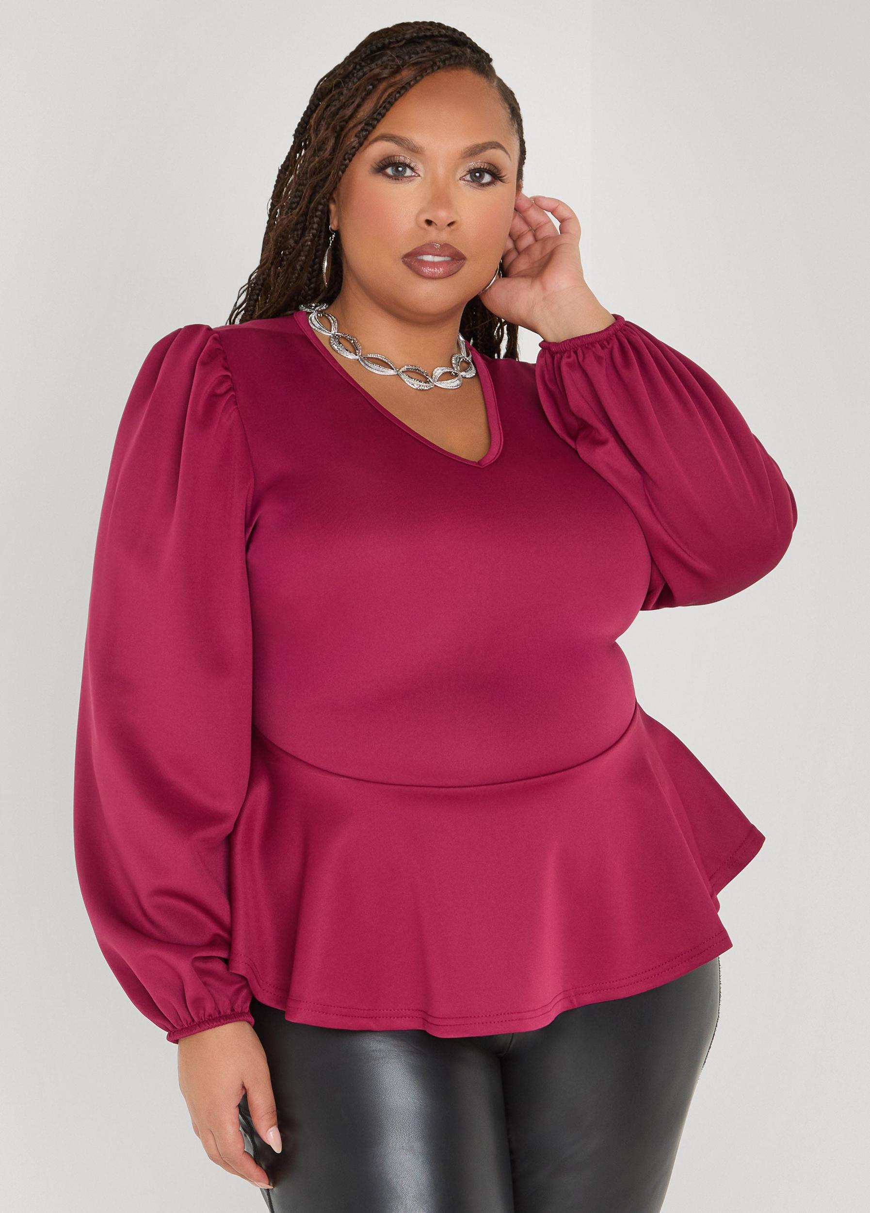 Puff Sleeved Peplum Top Product Image