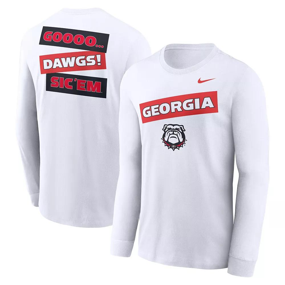 Men's Nike White Georgia Bulldogs Two-Hit Classic Location Long Sleeve T-Shirt, Size: Large Product Image