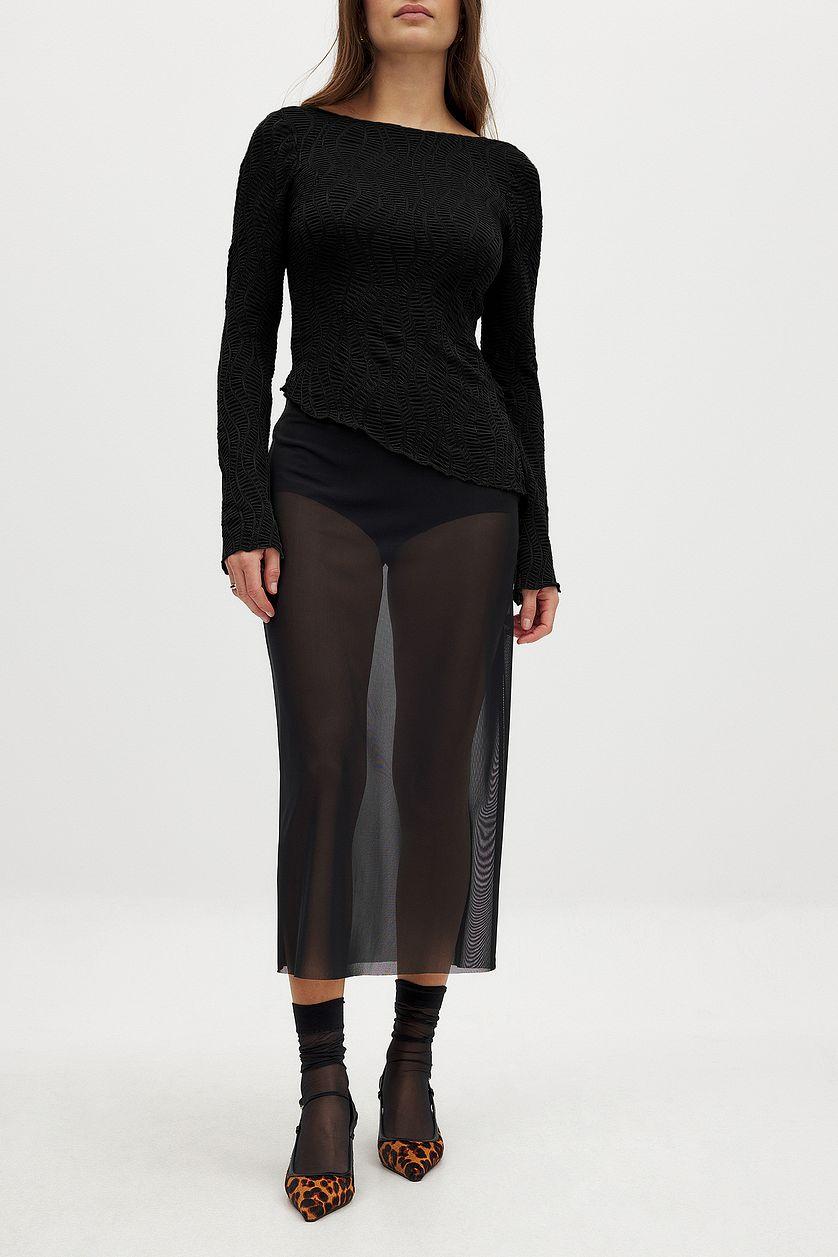Transparent Mesh Midi Skirt Product Image