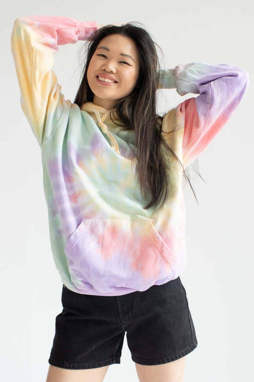 Zen Rainbow Tie Dye Hoodie Product Image
