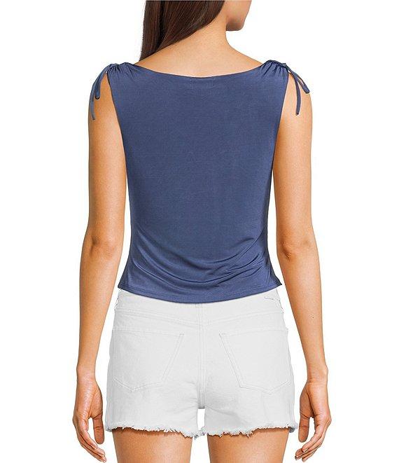 Originality Cowl Neck Tie Shoulder Top Product Image