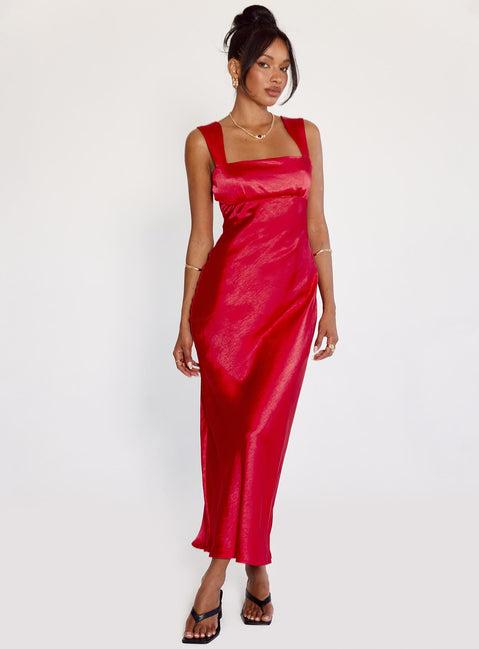 Radioactive Bias Cut Maxi Dress Red Product Image
