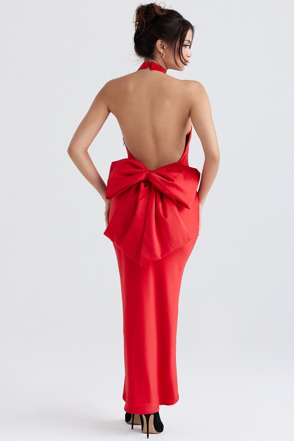 Ilaria  red bow halter dress Product Image