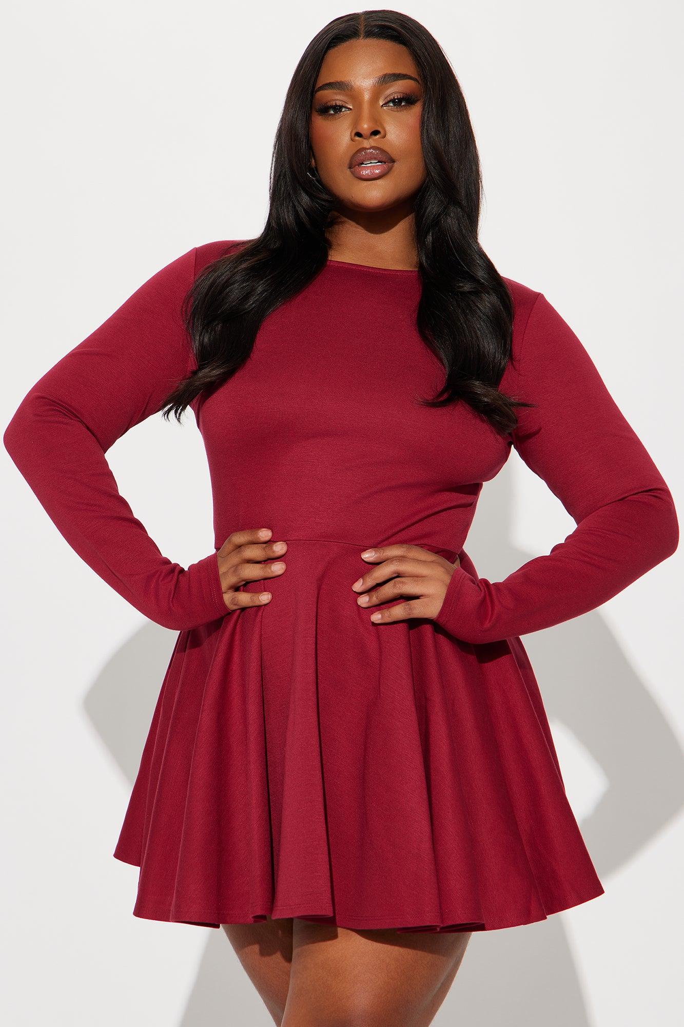 Zayla Pleated Mini Dress - Wine Product Image