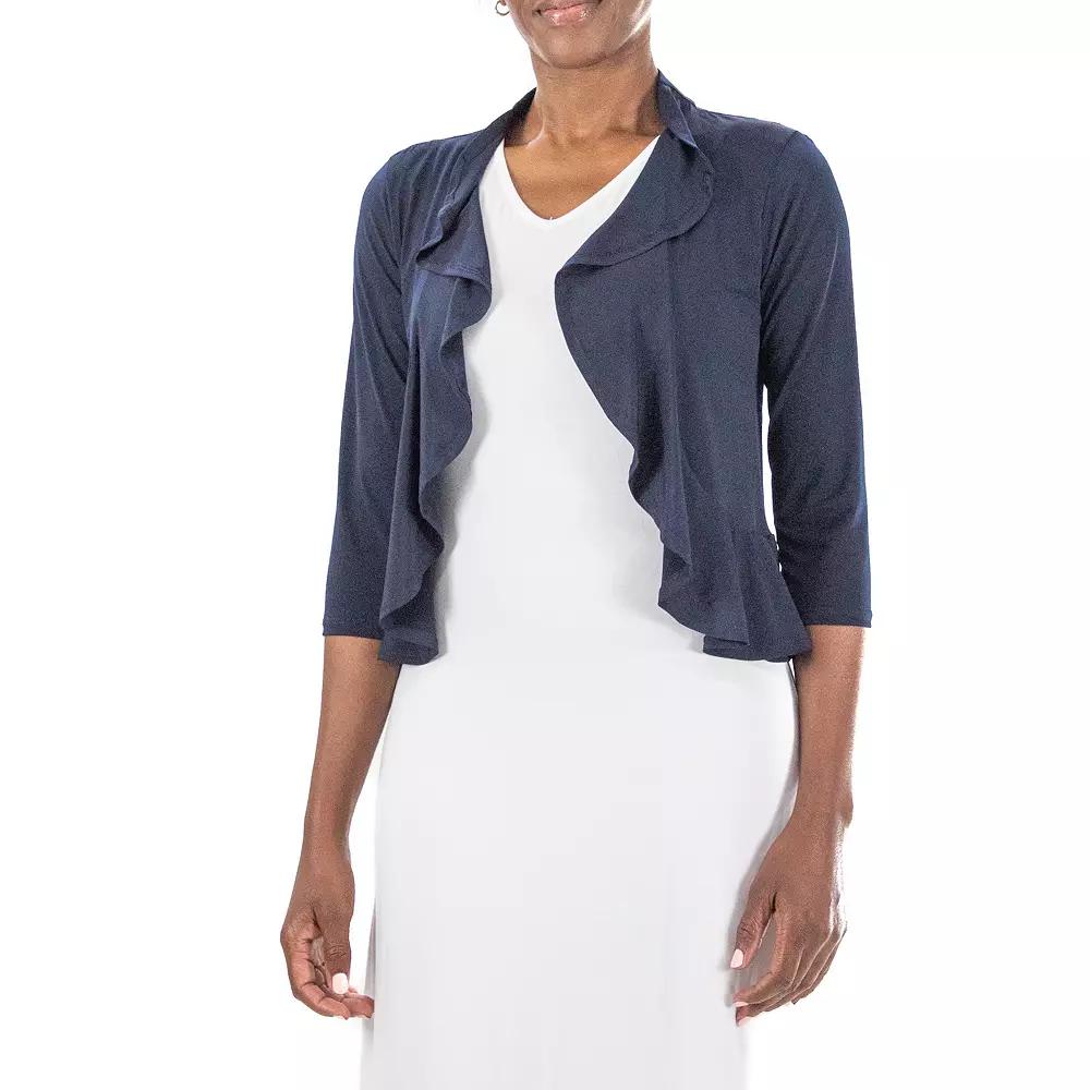Women's Nina Leonard Ruffle Open-Front Cardigan,  Product Image