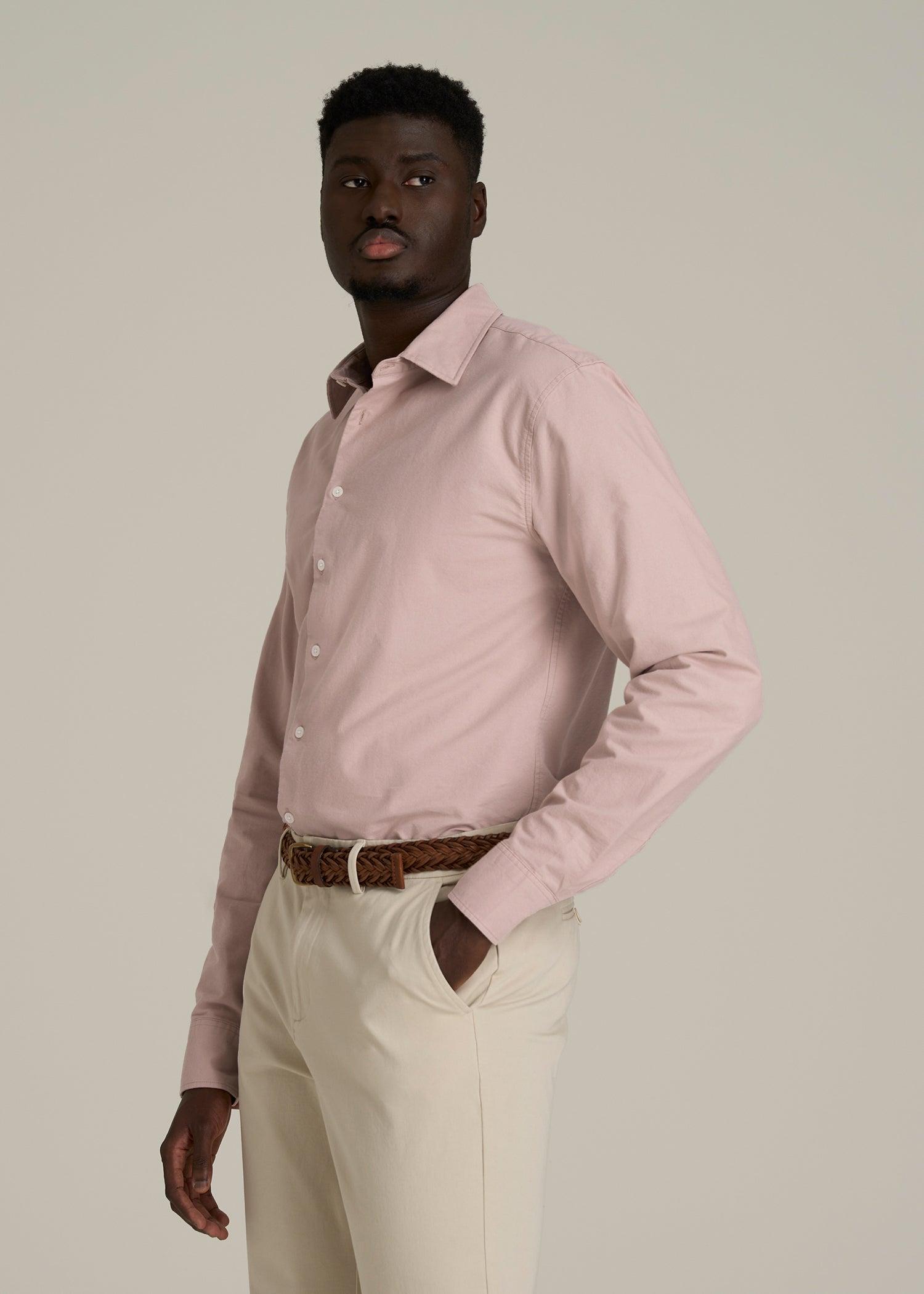 Pinpoint Oxford Shirt for Tall Men in Desert Rose Male Product Image
