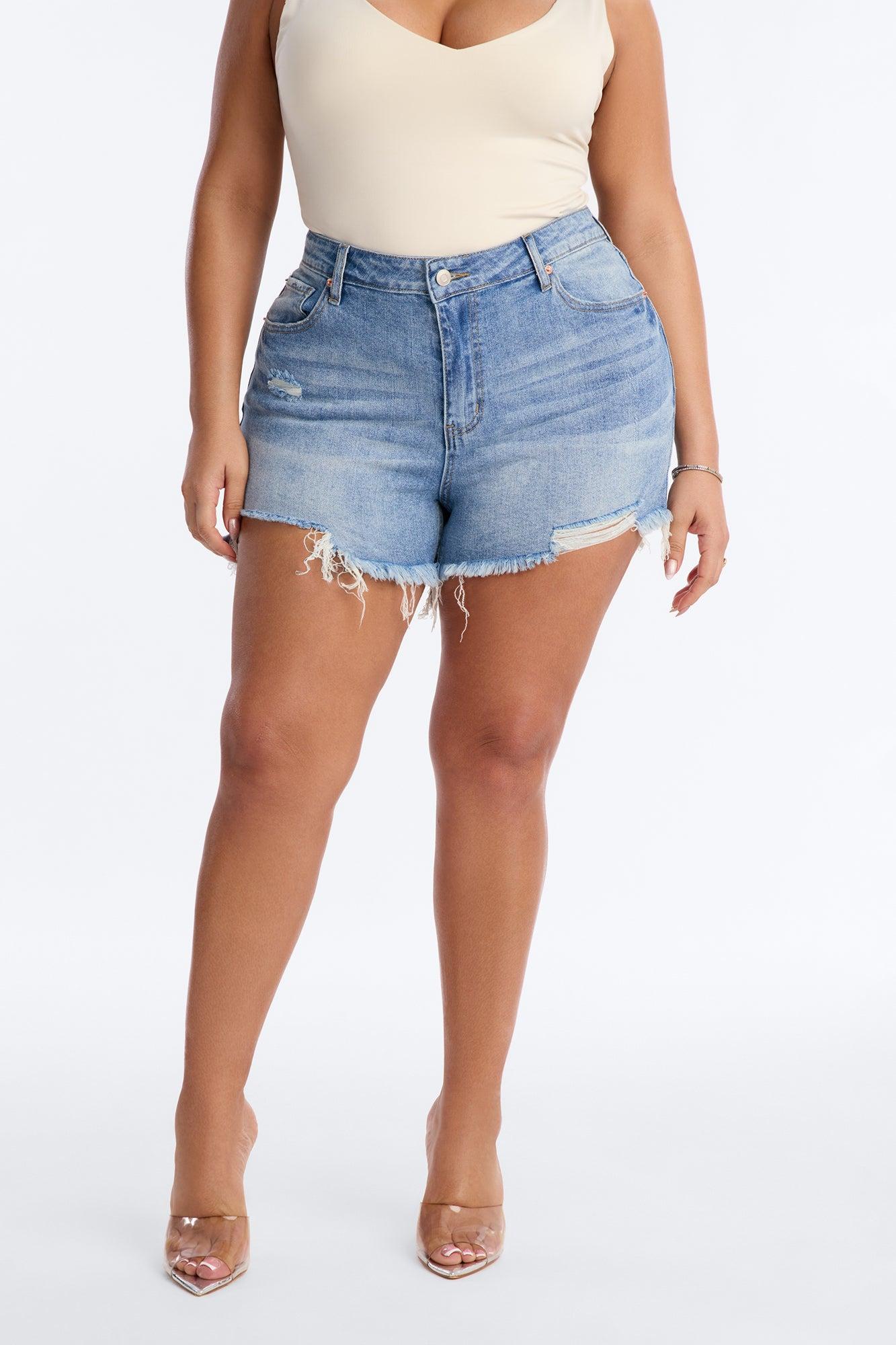 Libby High Rise Ripped Denim Shorts - Light Wash Female Product Image