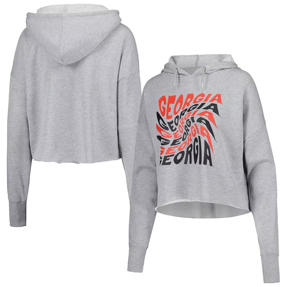 Women's ZooZatz Gray Georgia Bulldogs Swirl Cropped Pullover Hoodie,  Product Image