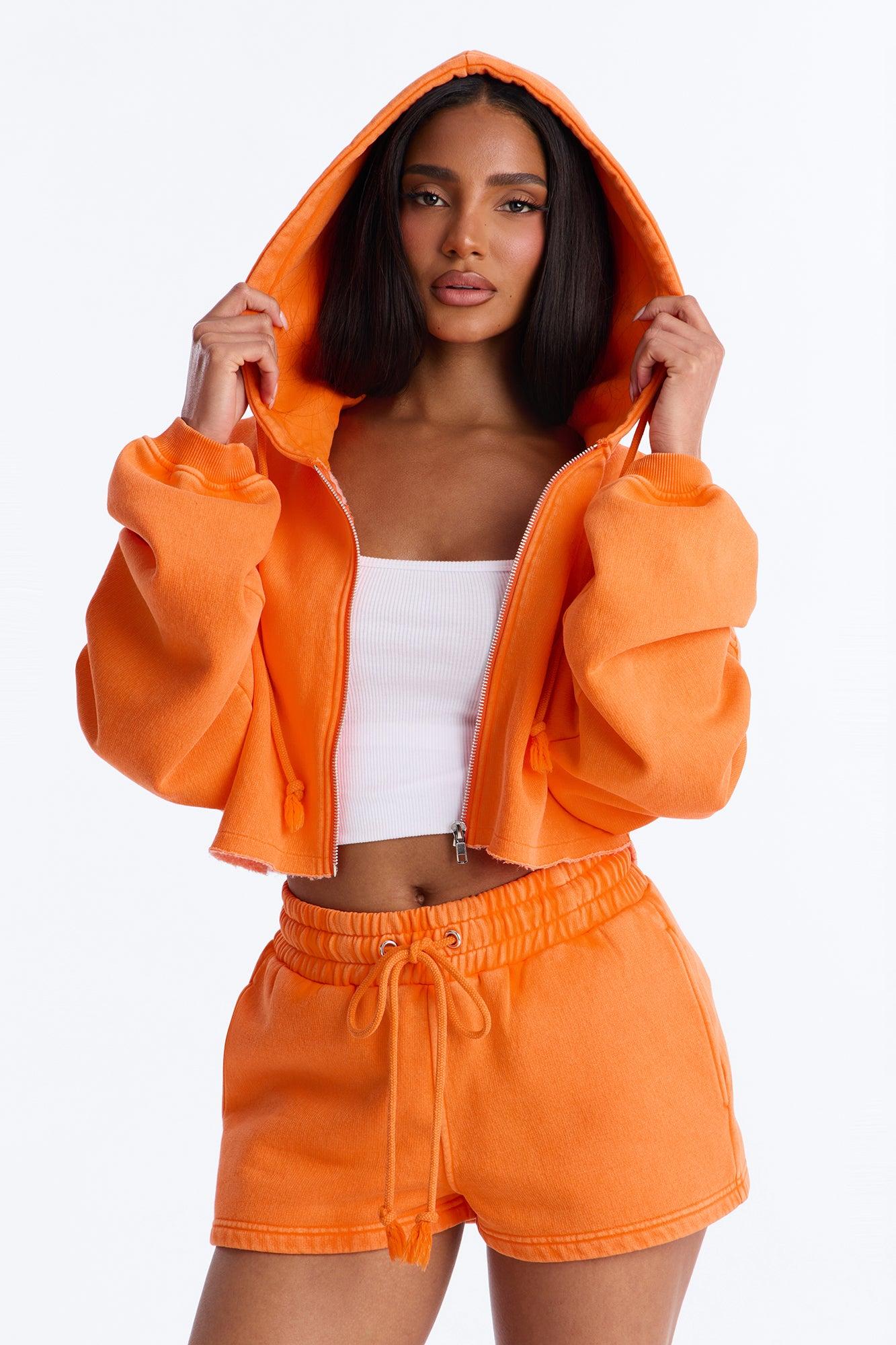 On The Go Washed Short Set - Orange Female Product Image