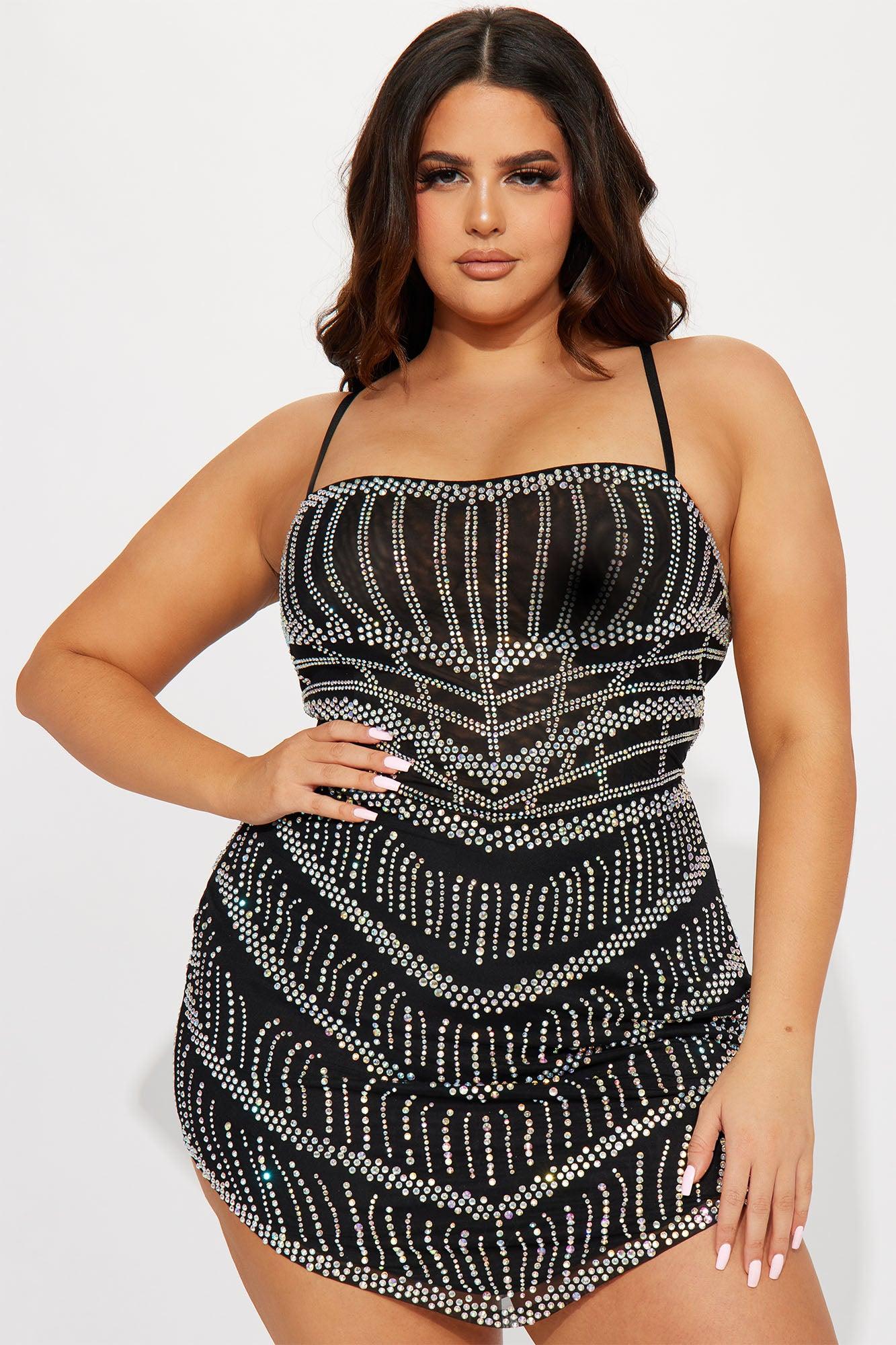 Grace Embellished Mini Dress - Black Product Image