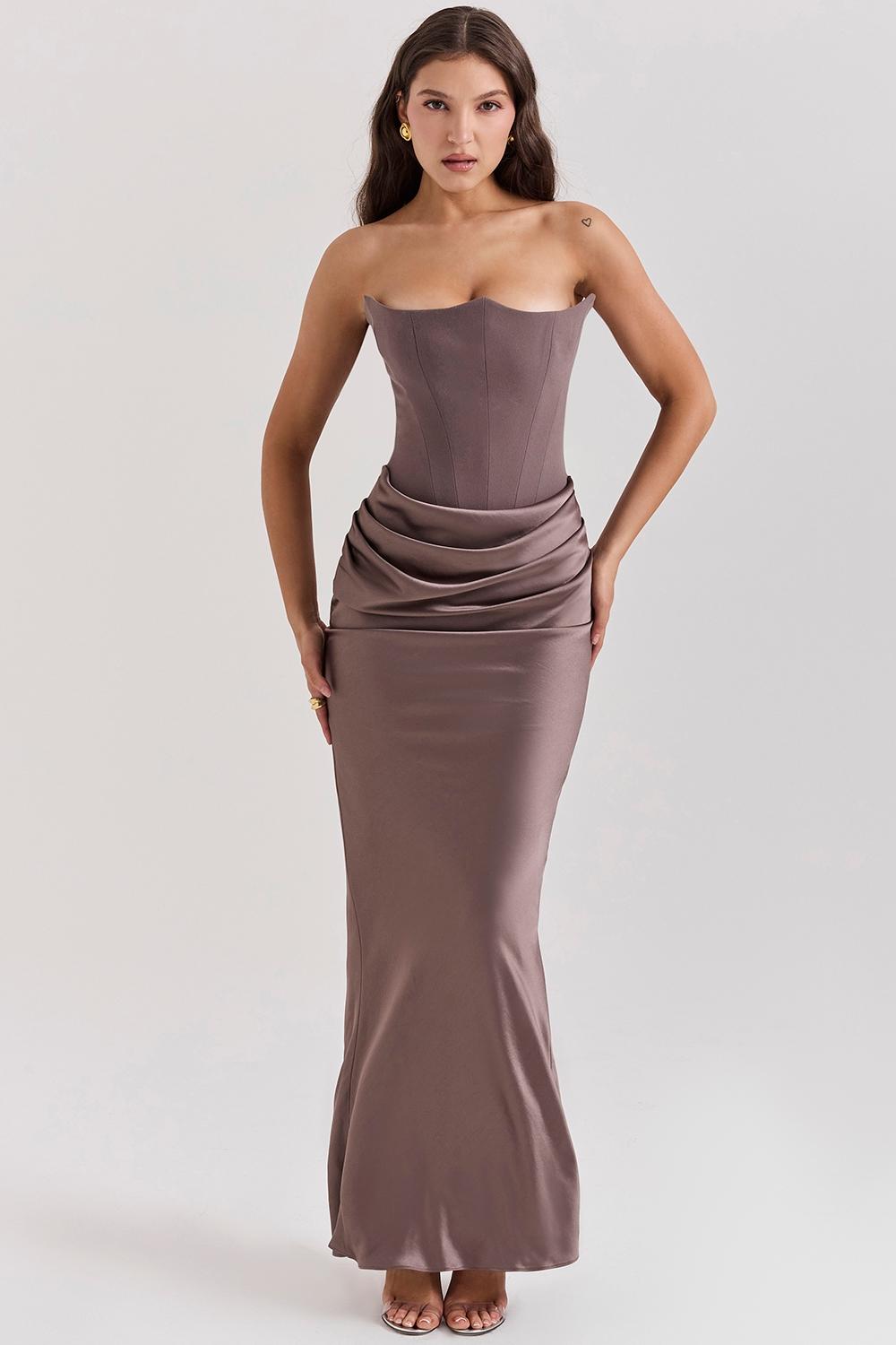 Persephone  smoke strapless corset maxi dress Product Image