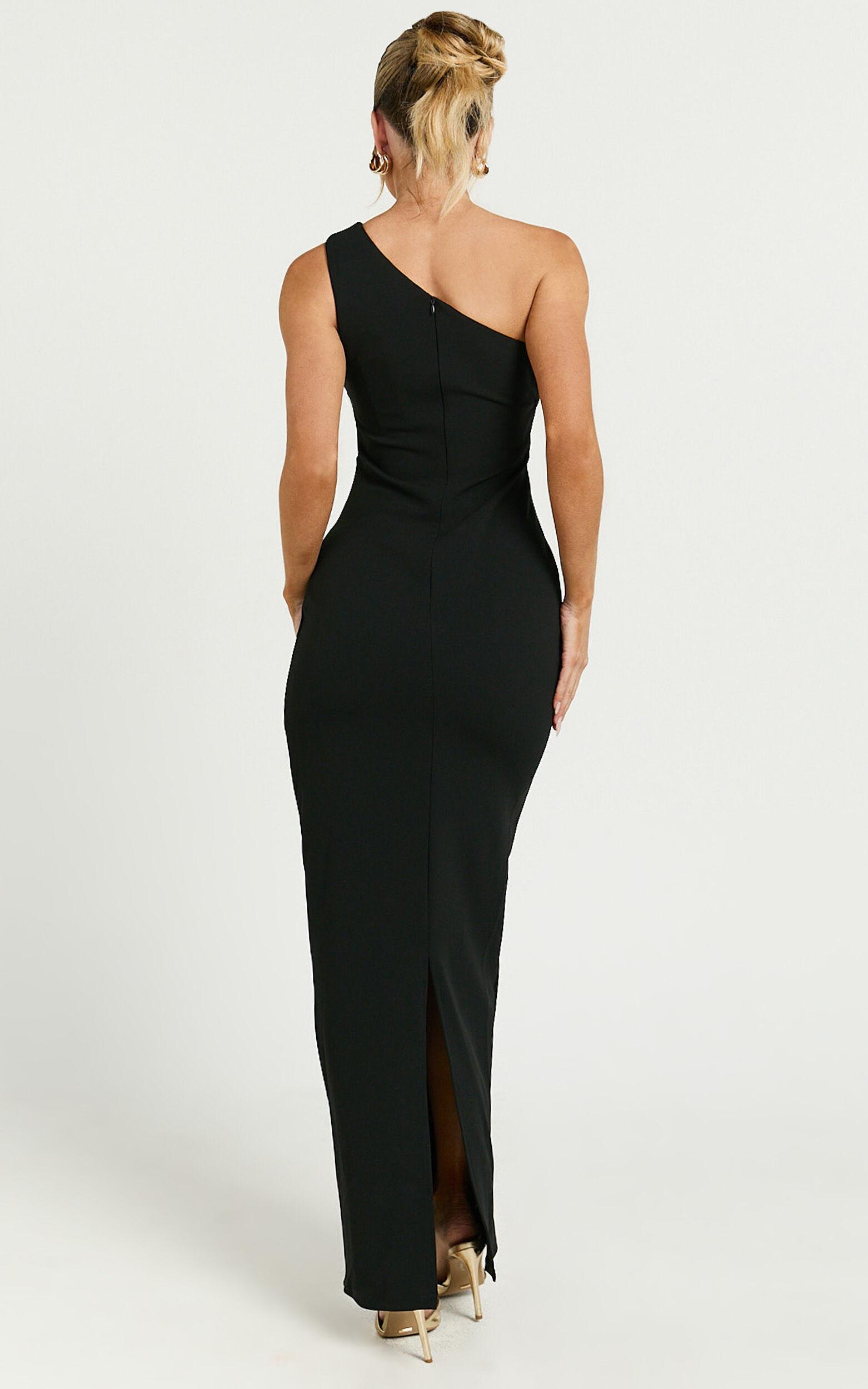 Criselda Maxi Dress - One Shoulder Maxi Dress in Black Product Image