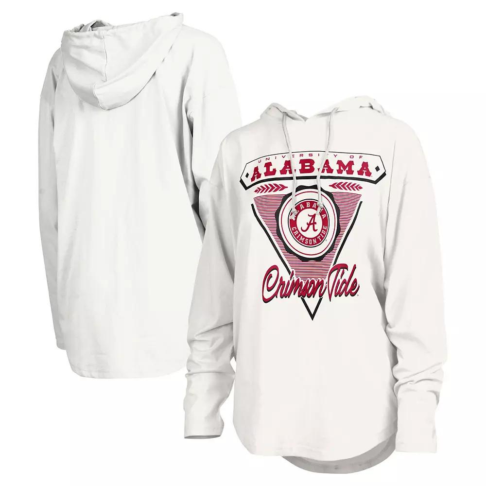 Women's Pressbox White Alabama Crimson Tide San Bruno Hoodie Long Sleeve T-Shirt,  Product Image
