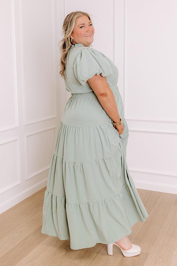 Simply Sweet Maxi Dress in Sage Curves Product Image