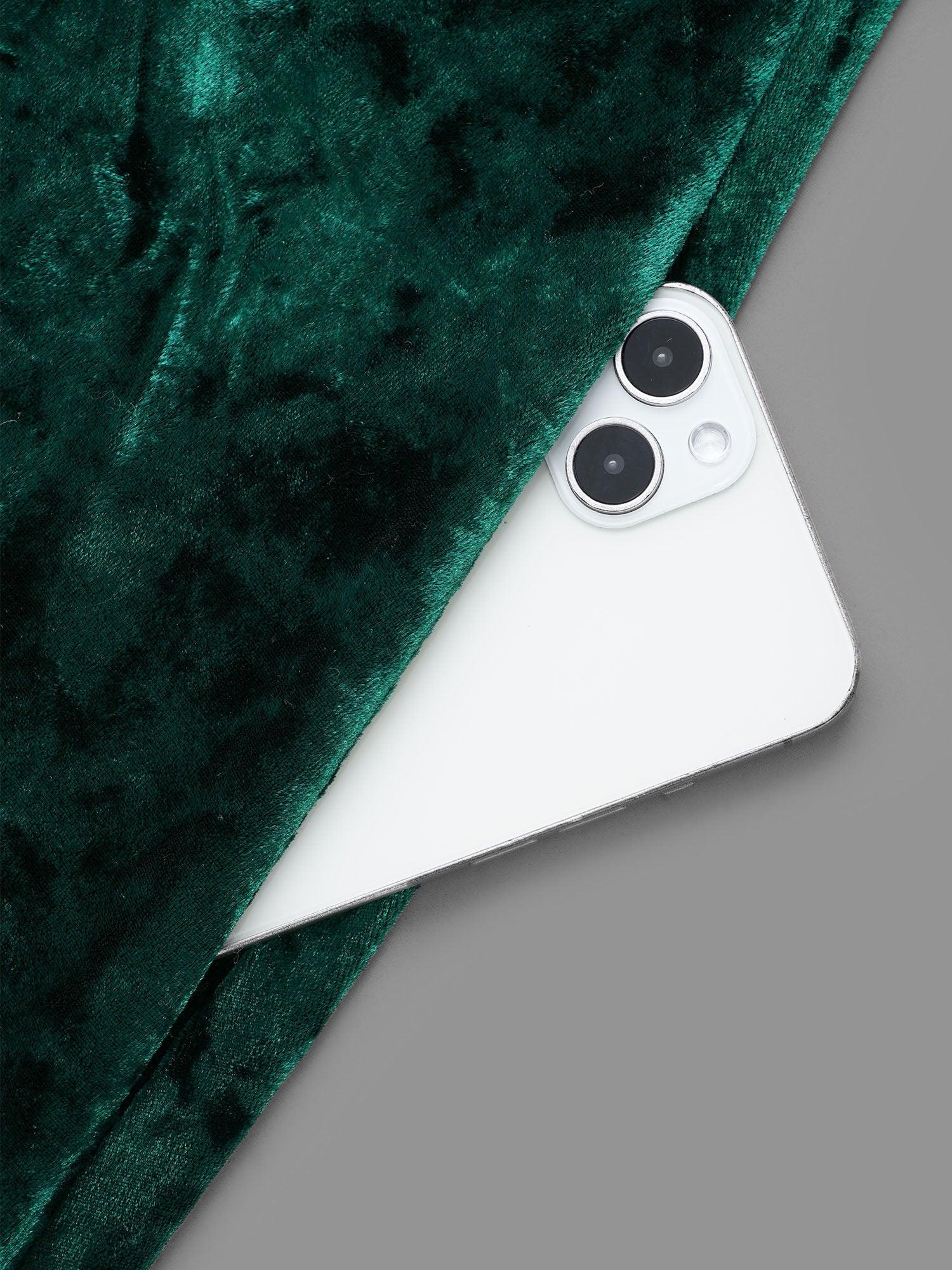 Velvet Surplice Neckline Ruffle Sleeves Midi Dress Female Product Image