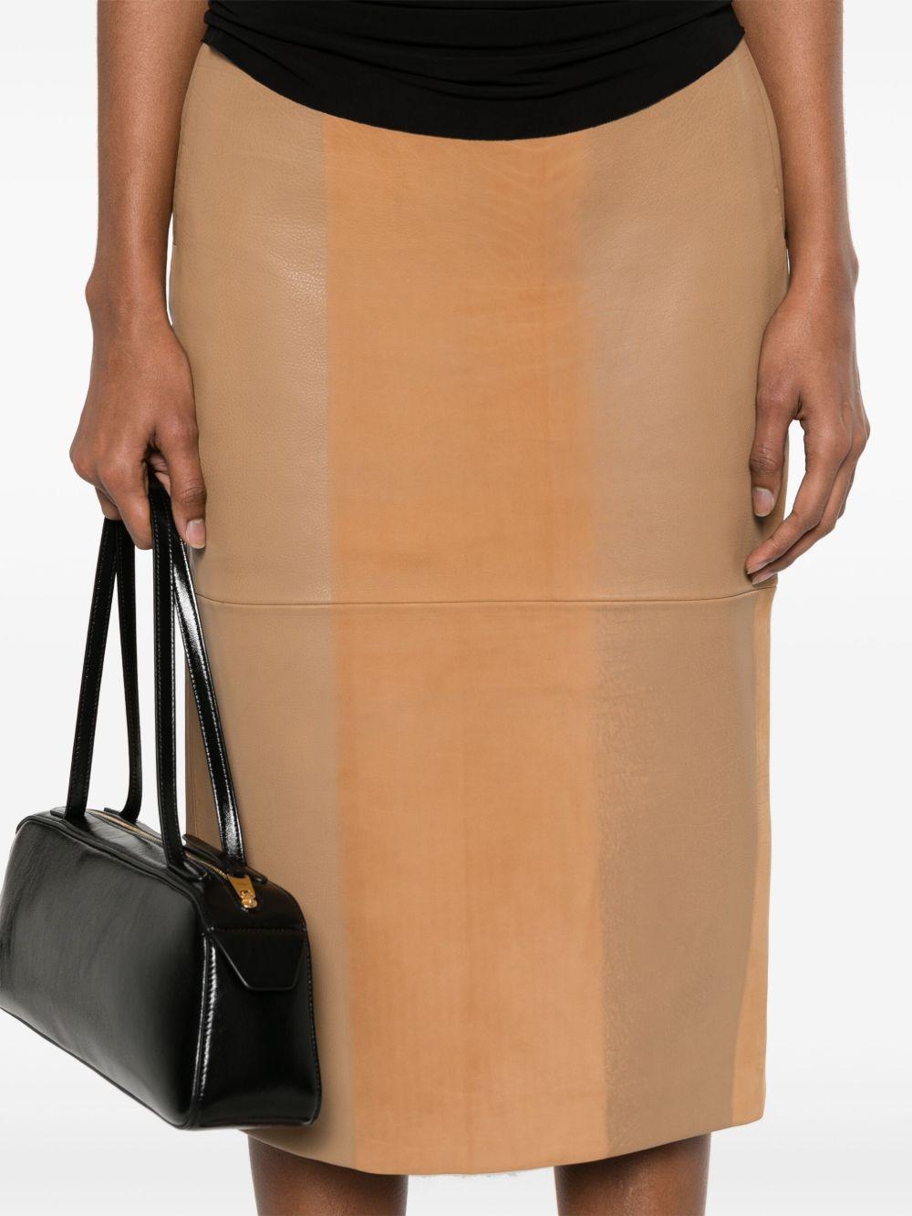 scuffed-leather midi skirt Product Image