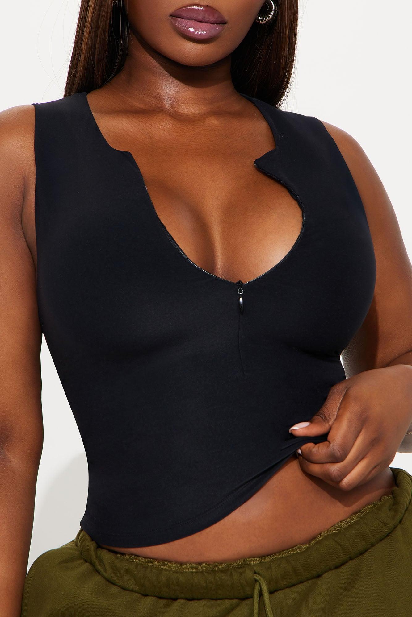 Second Skin Double Lined Zip Front Tank - Black Female Product Image