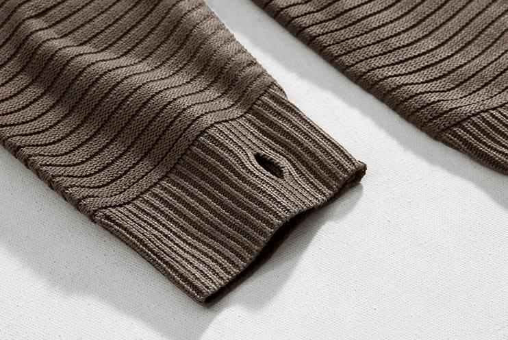 RT No. 10345 STRIPED KNITTED PULLOVER HOODIE Product Image