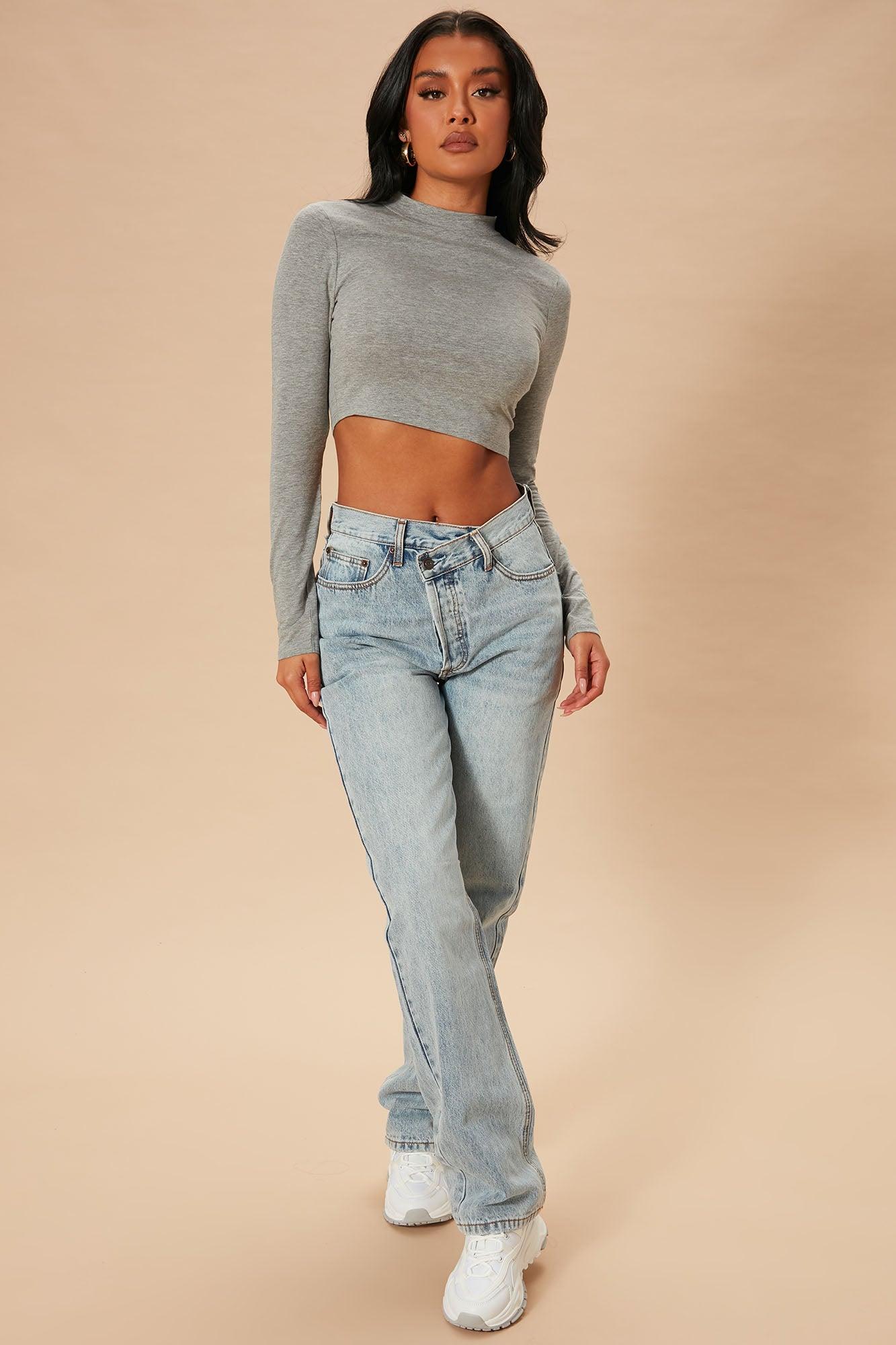 Crossover Straight Leg Jeans - Light Blue Wash Product Image