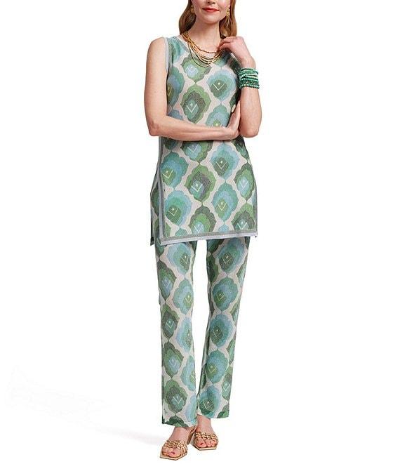 FRANCES VALENTINE Robbie Graphic Leaf Print Scoop Neck Sleeveless Coordinating Top Product Image