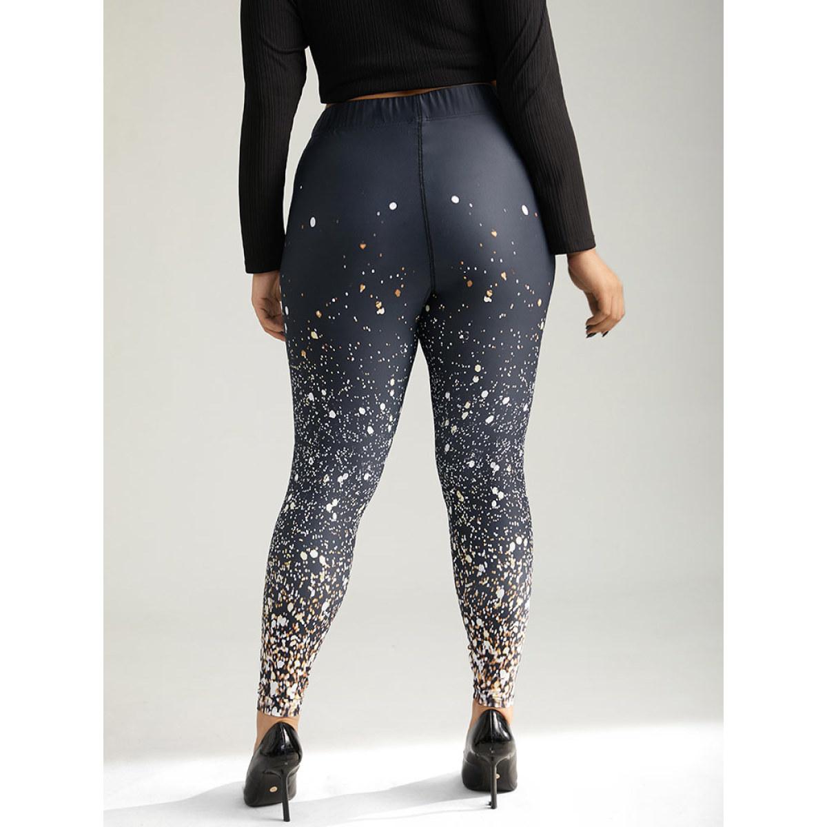 Plus Size Christmas Ombre Snowflake Elastic Waist Skinny Leggings Women Black Glamour High stretch Bodycon High Rise Festival-Christmas Leggings BloomChic 26/4X Product Image