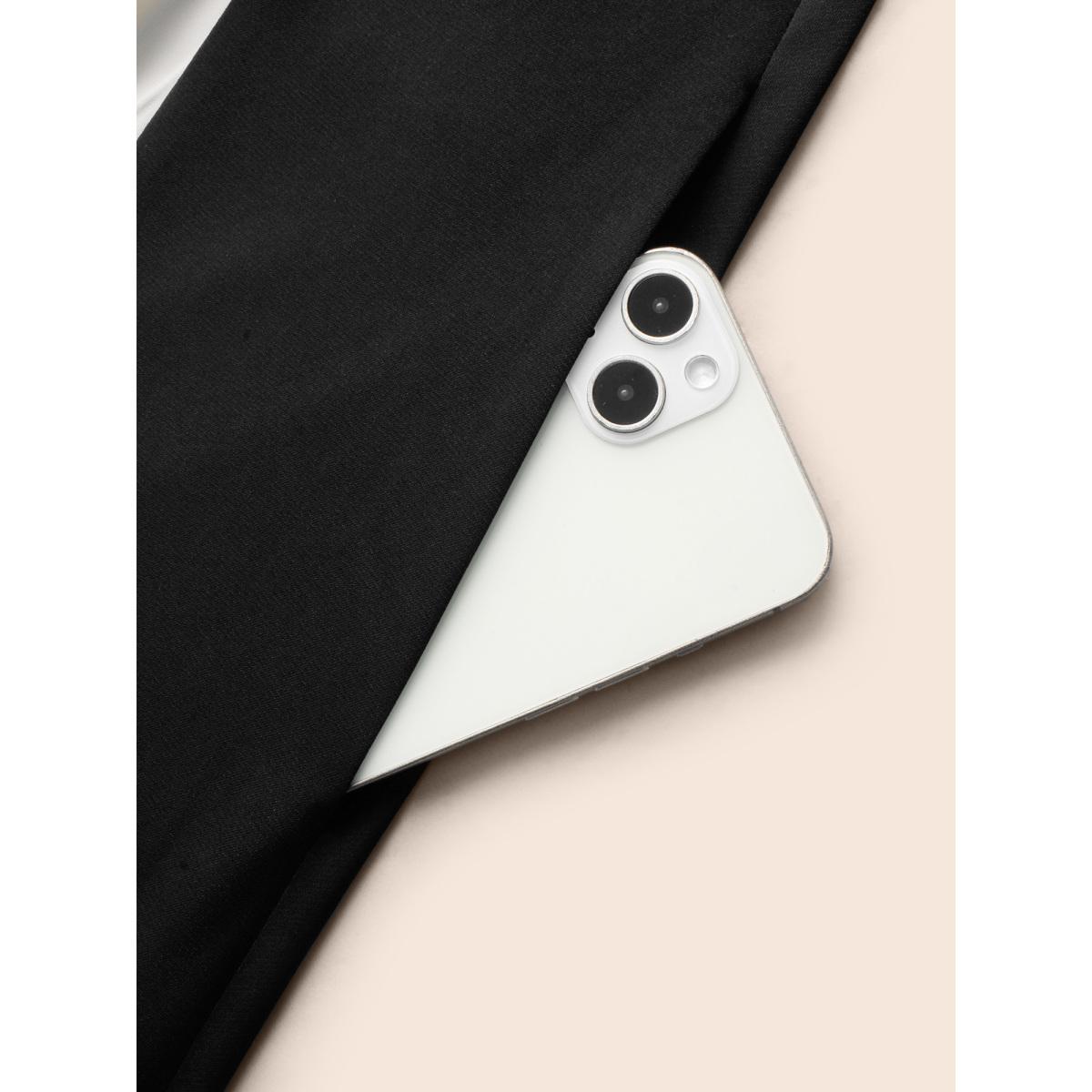 Plus Size Crew Neck Contrast Pleated Dress Black Women At the Office Contrast Round Neck Long Sleeve Curvy BloomChic 28/5X Product Image