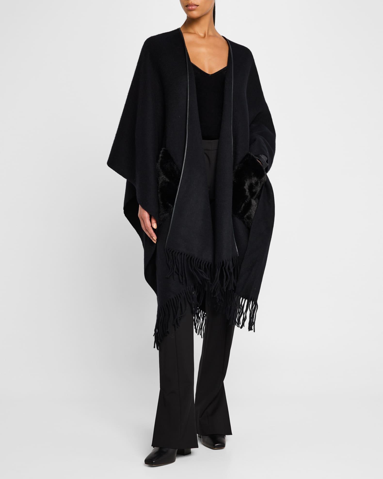 Ruana Shawl W/ Faux Fur Trim Product Image