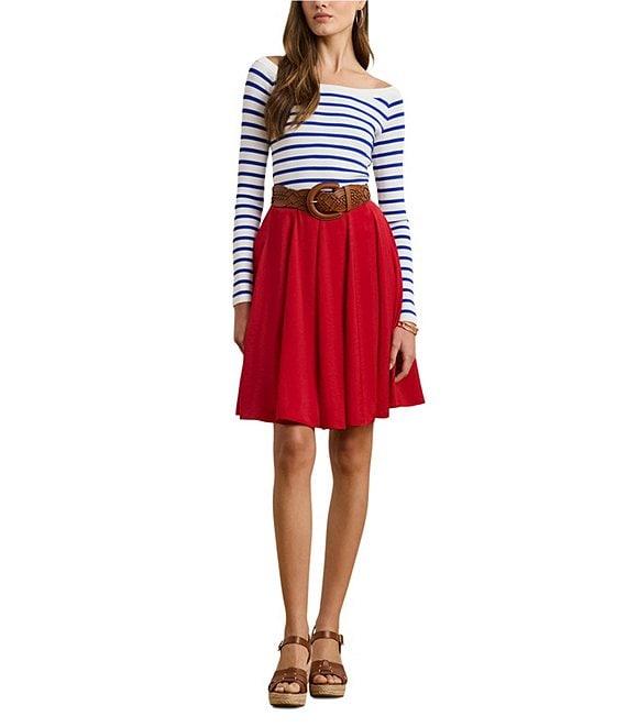 Lauren Ralph Lauren Horizontal Striped Ribbed Ballet Neck Long Raglan Sleeve Sweater Product Image