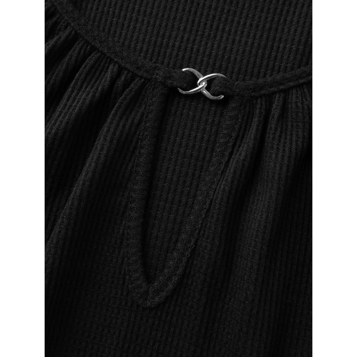 Plus Size Waffle Grid Neck Cut-Out Tank Top Women Black Leisure Texture Round Neck Casual Tank Tops Camis BloomChic 18-20/2X Product Image