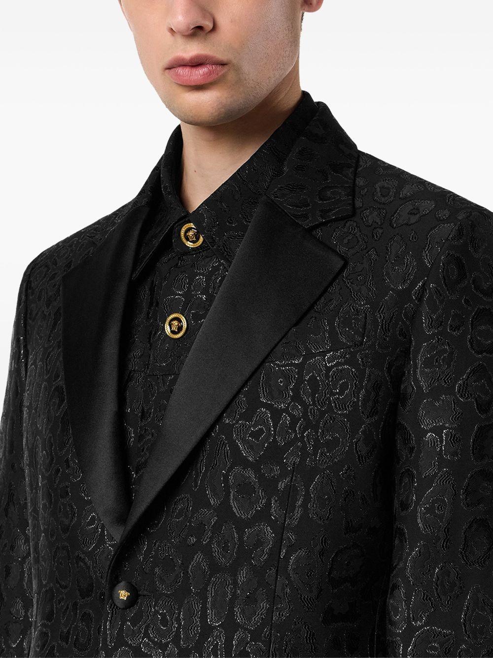 leopard-print satin-lapel blazer Product Image