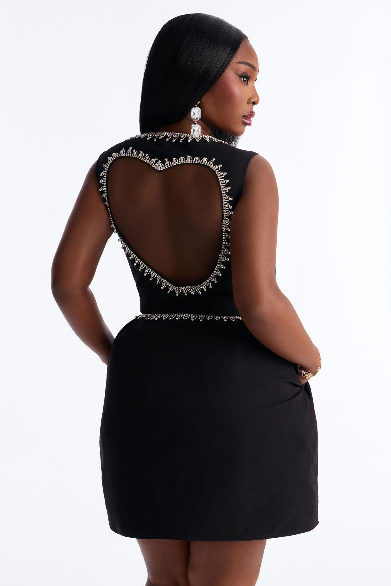 Adore Me Heart Cut Out Mini Dress - Black Female Product Image