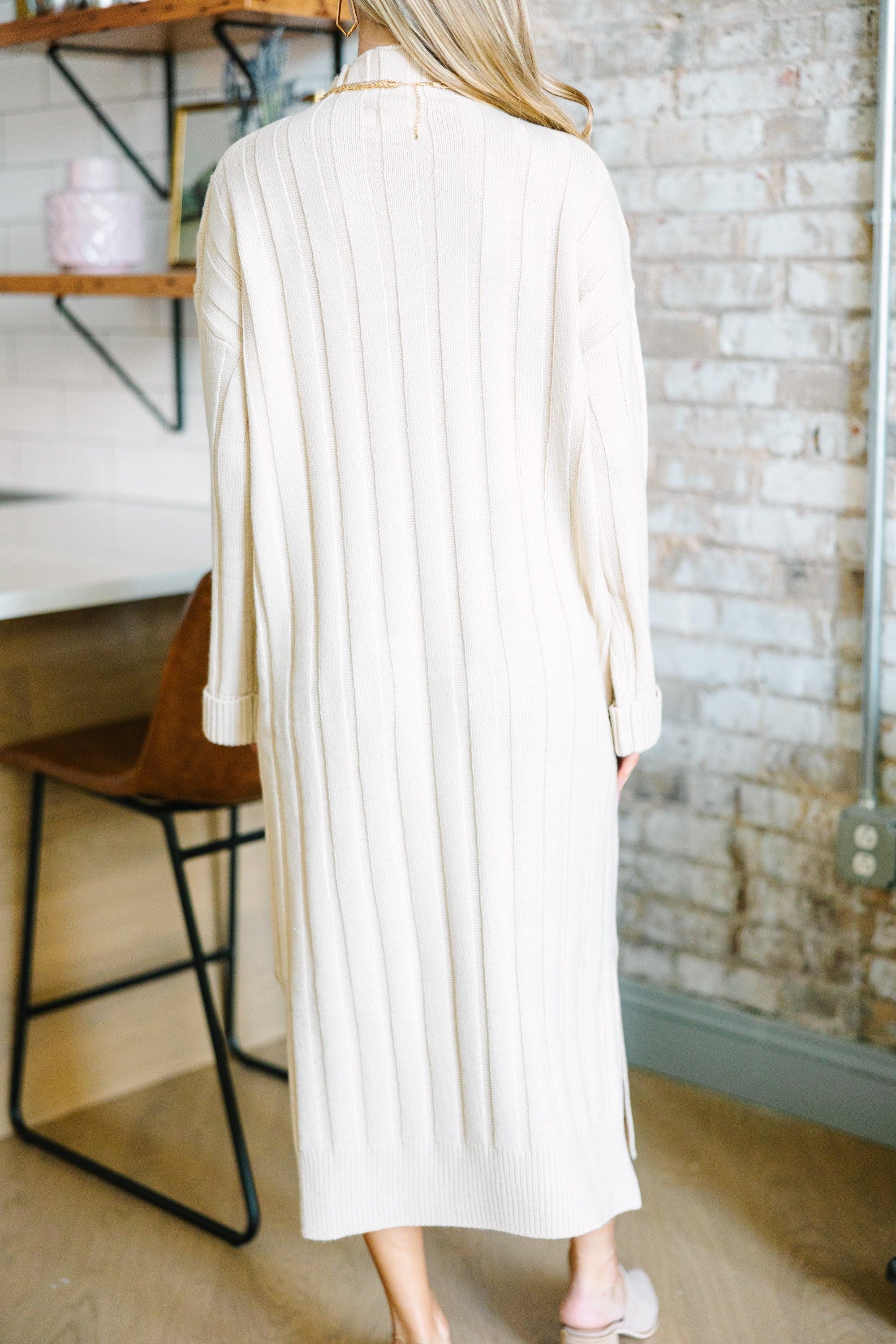 What You Need Oatmeal Brown Midi Sweater Dress Female Product Image