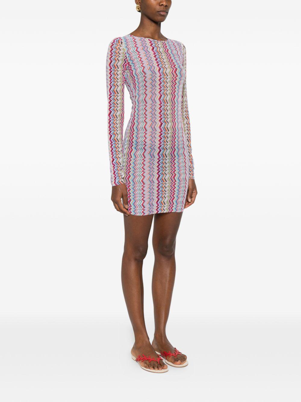 MISSONI Long-sleeve Zigzag Printed Tulle T-shirt In Multi Product Image