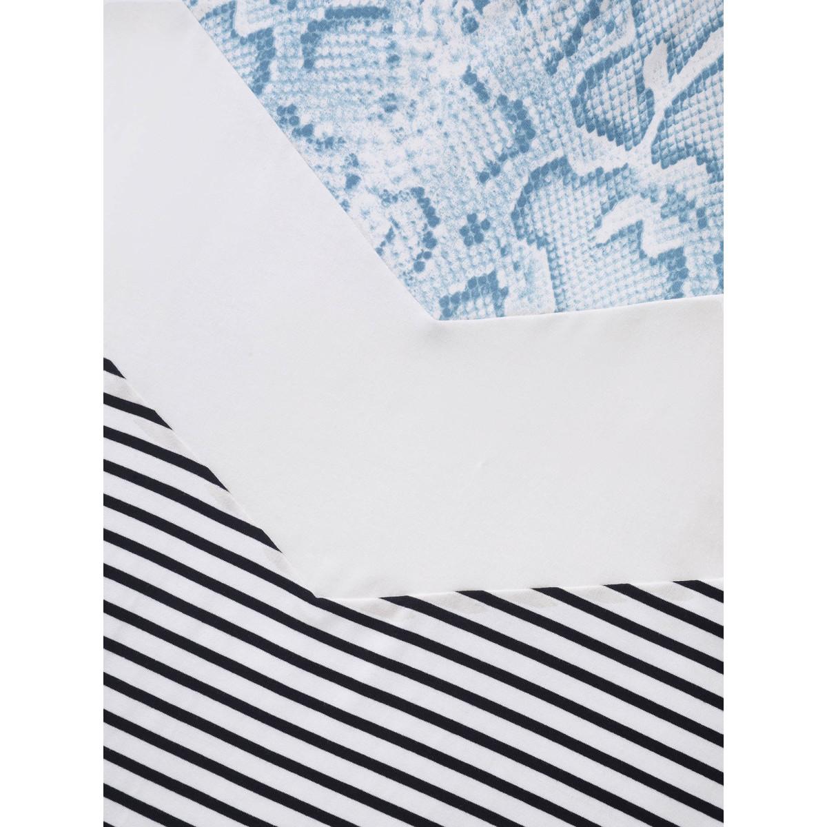 Plus Size Animal Print Waffle Grid T-Shirt Multicolor Women Contrast Round Neck Everyday-Casual T-shirts BloomChic 22-24/3X Product Image