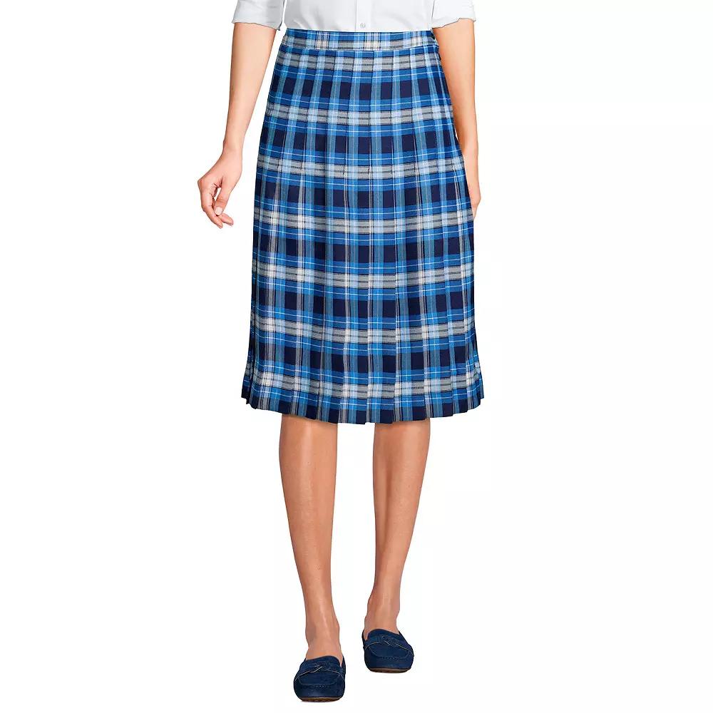 Women's Lands' End School Uniform Plaid Pleated Midi Skirt, Size: 12, Clear Blue Plaid Product Image