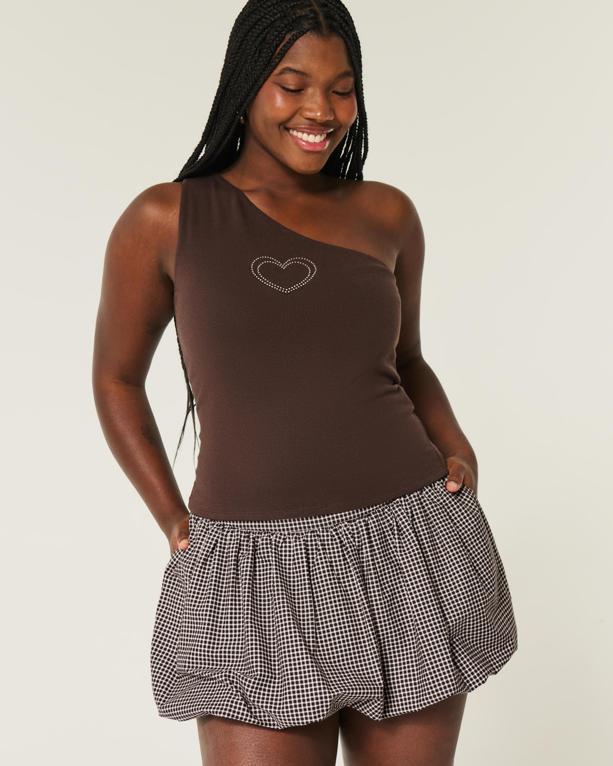 Plaid Bubble Mini Skirt Product Image