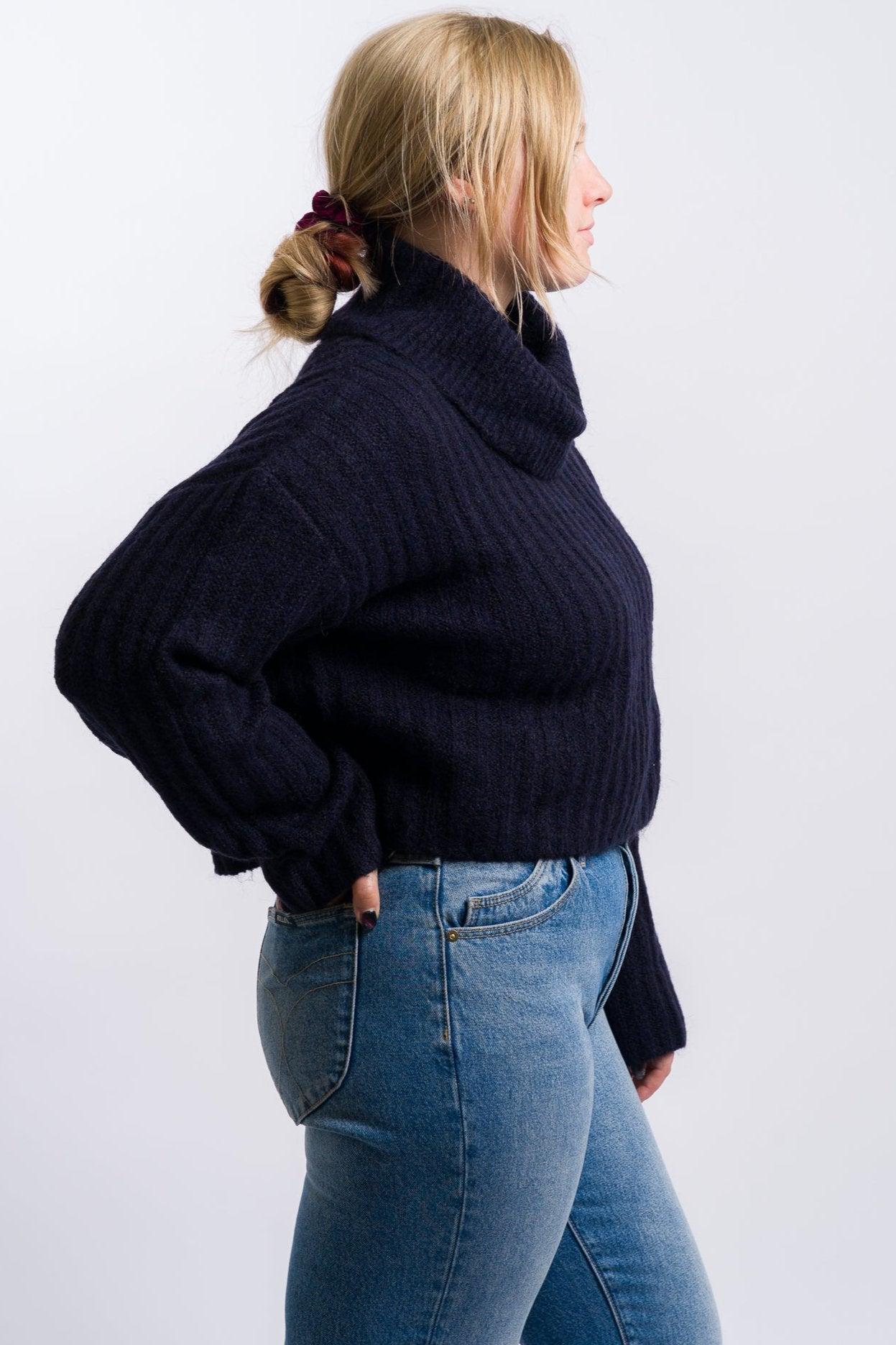 Nia Bruni Turtleneck Knit Sweater - Navy Product Image