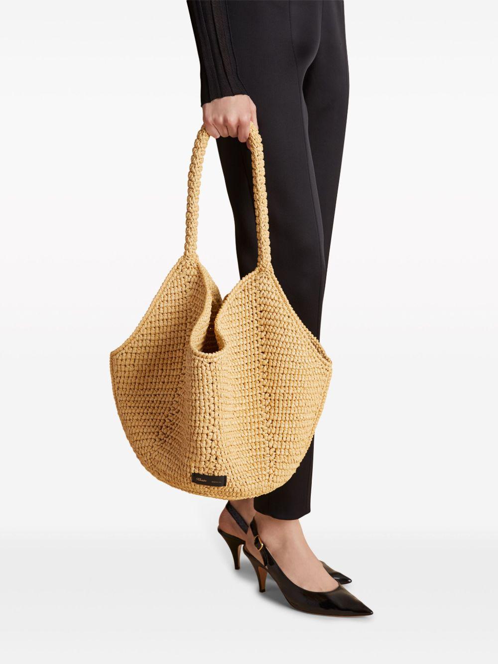 medium Lotus raffia tote bag Product Image