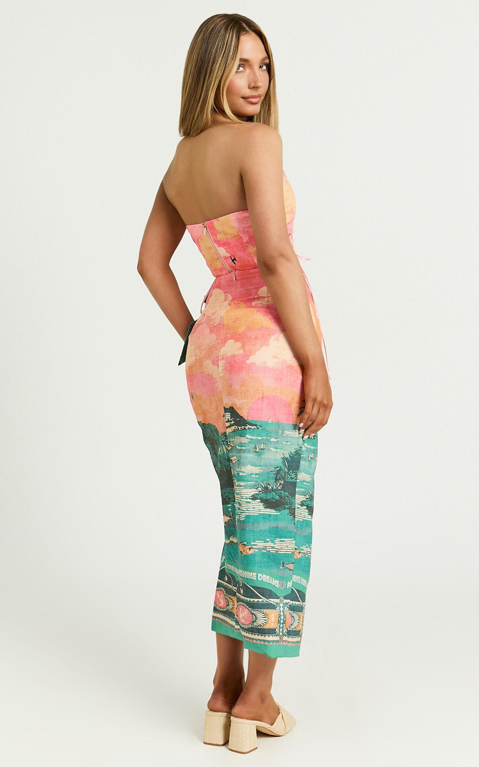 Amalie The Label - Leesha Side Knot Midi Skirt in Island Sunset Print Product Image