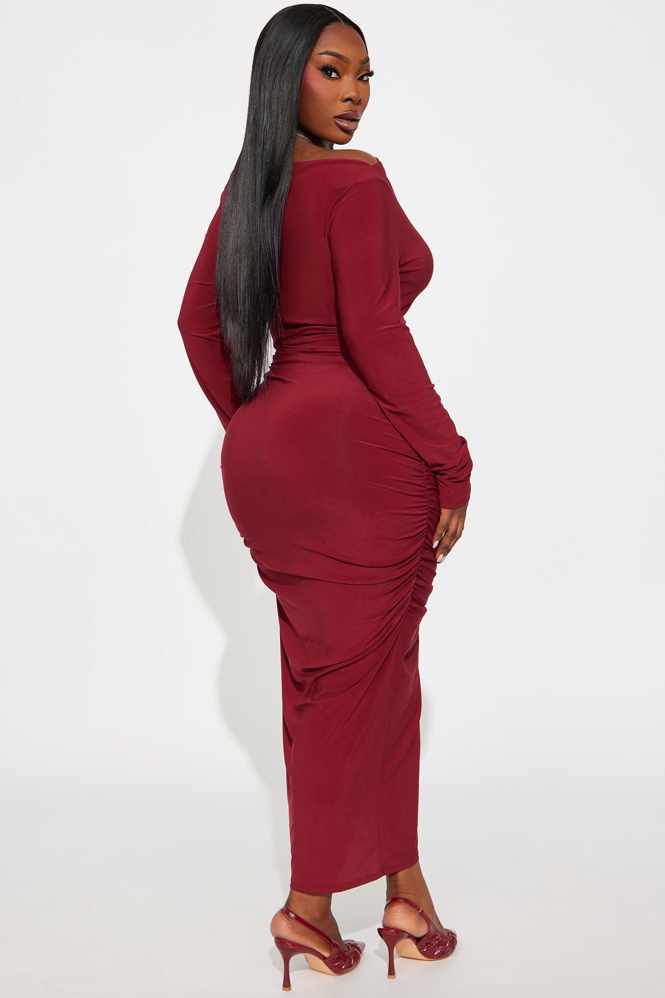 Carla Long Sleeve Midi Dress - Wine Female Product Image