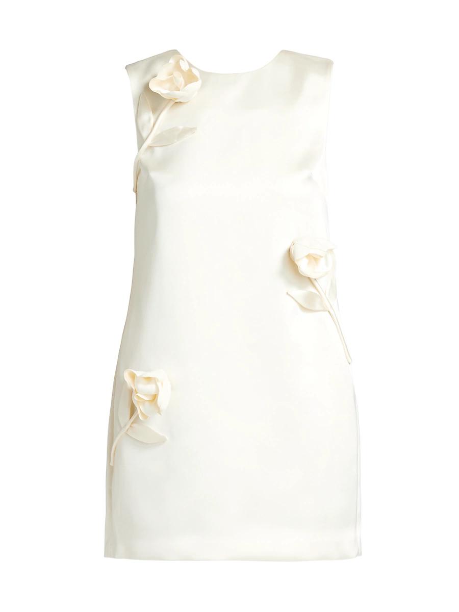 Womens Floral Appliqu Satin Minidress Product Image